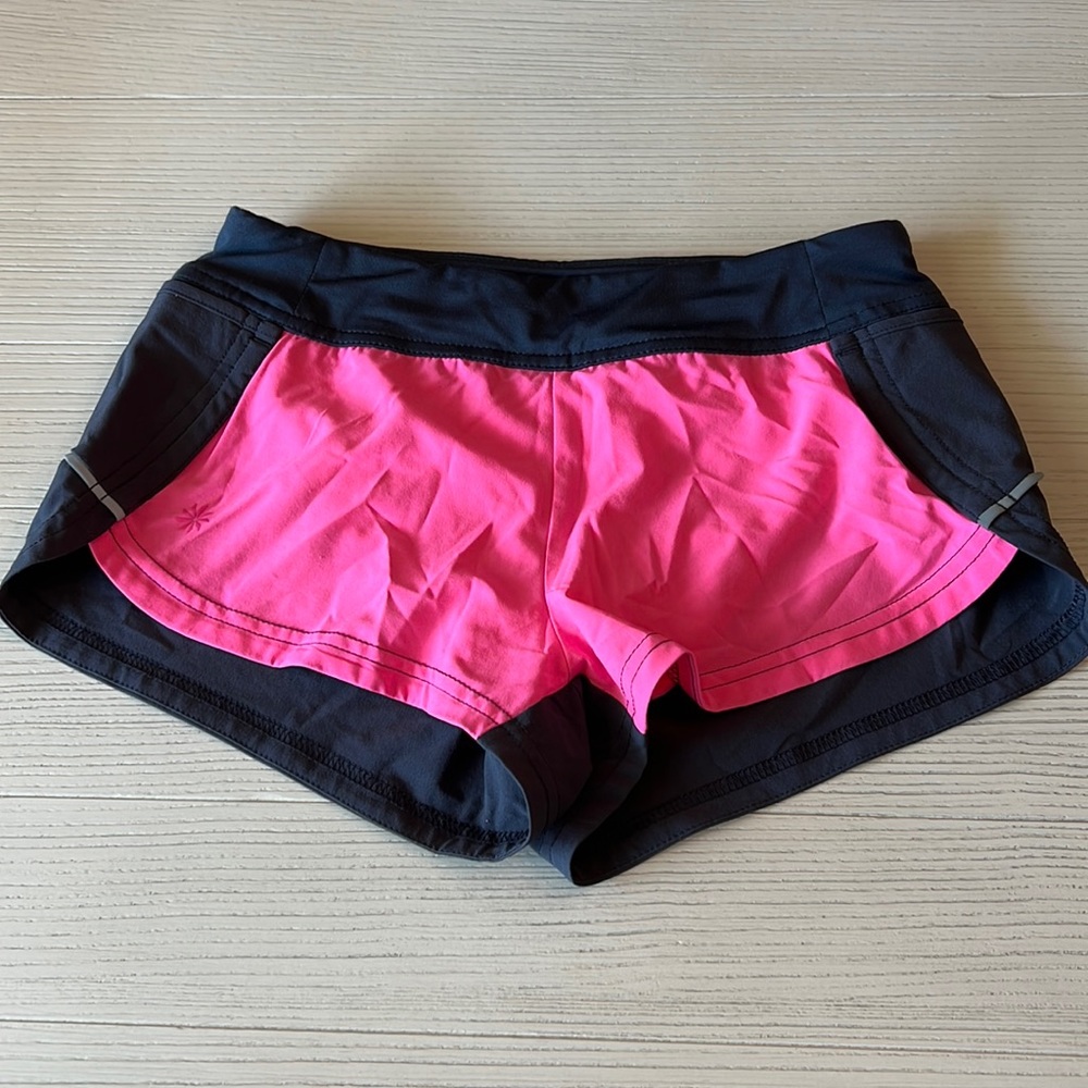 Athleta girl pink and charcoal shorts size 8-10 EUC